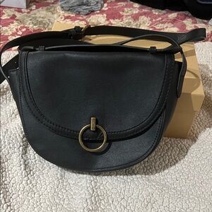 Universal Thread Black and Gold Crossbody Bag with Saddle Design